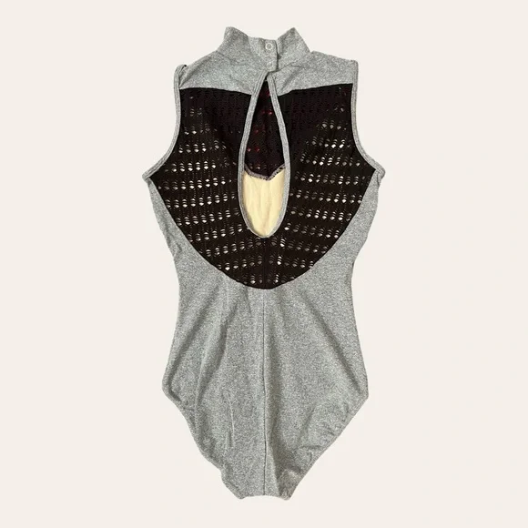 SoDanca gray & black high neck lace ballet leotard with keyhole back - Small - Picture 2 of 3